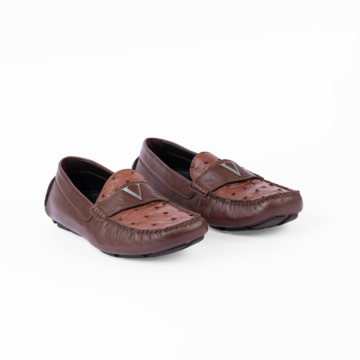 0611 - REAL OSTRICH - CAR SHOES (Italian Handmade)