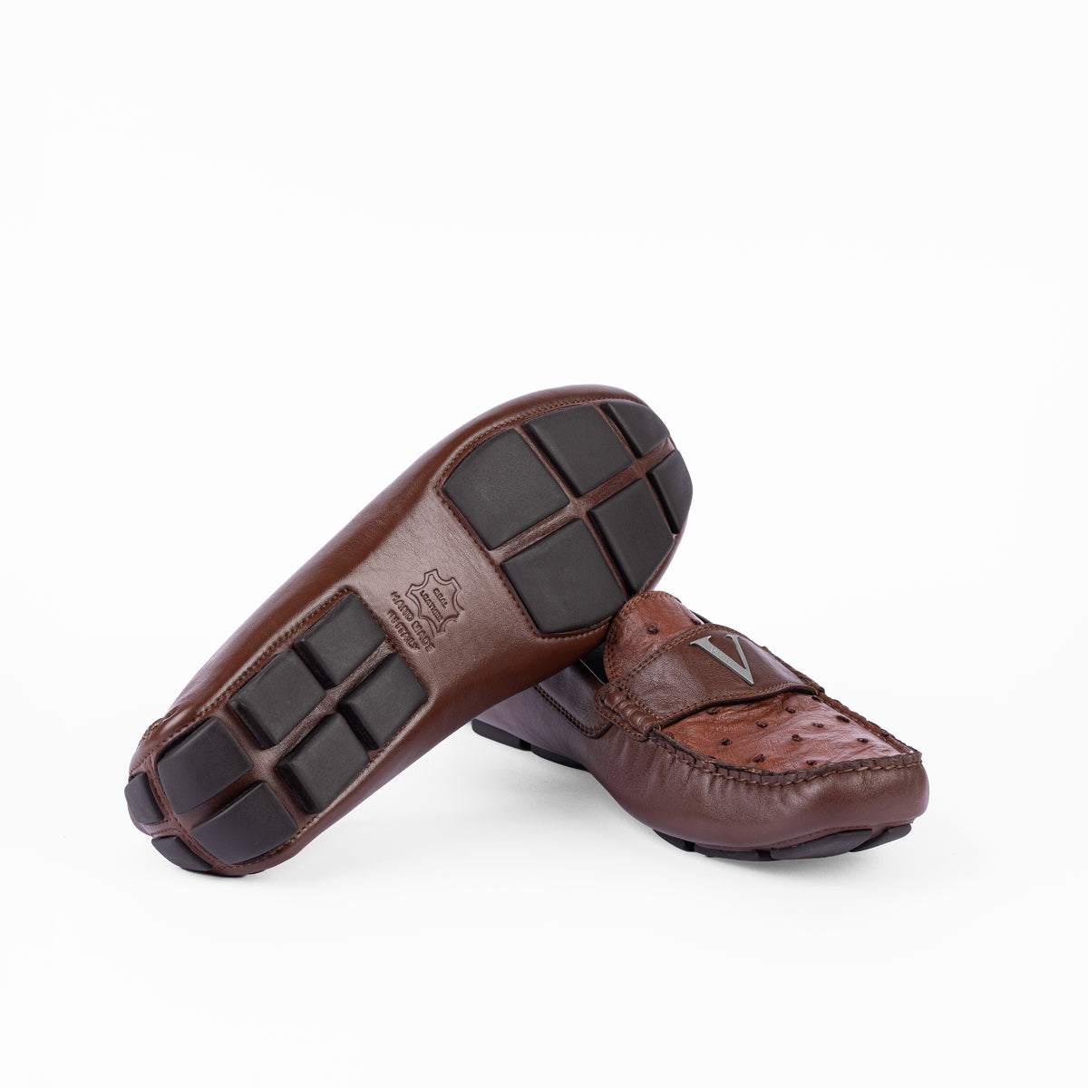 0611 - REAL OSTRICH - CAR SHOES (Italian Handmade)